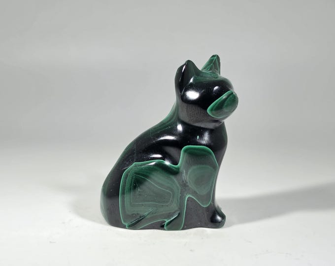 Malachite Cat Carving
