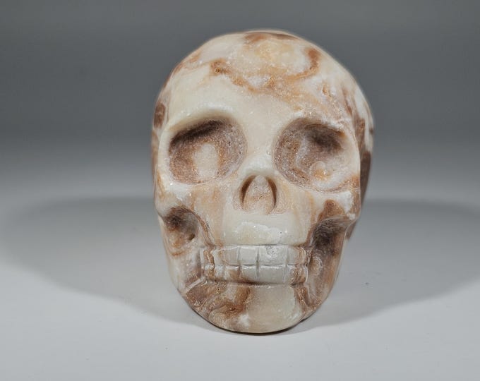2.5" Amber Flower Agate Skull Carving