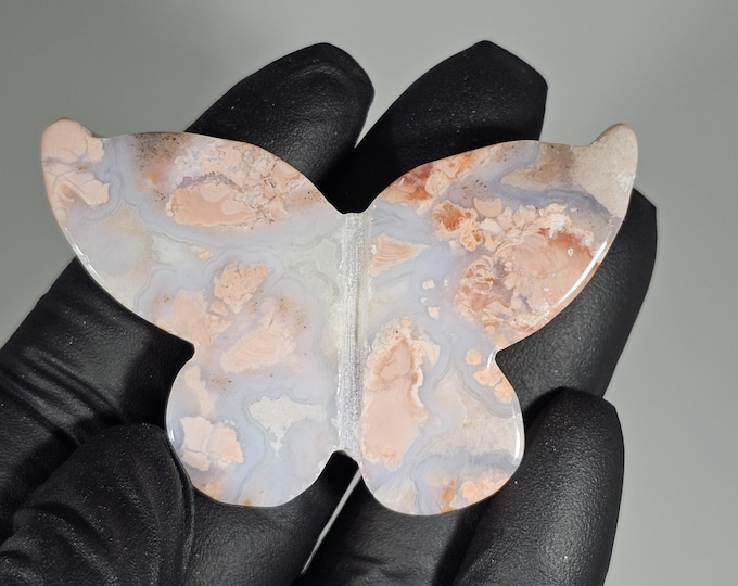 Cotton Candy Agate Butterfly Carving Pink Agate