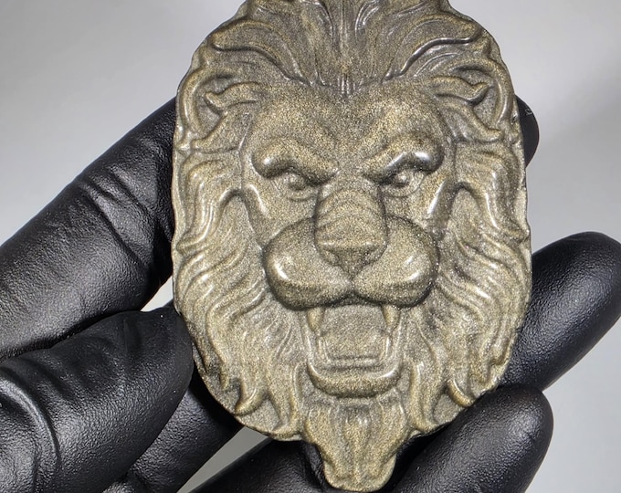 Golden Obsidian Lion Carving