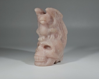 2.5" Pink Opal Skull with Dragon