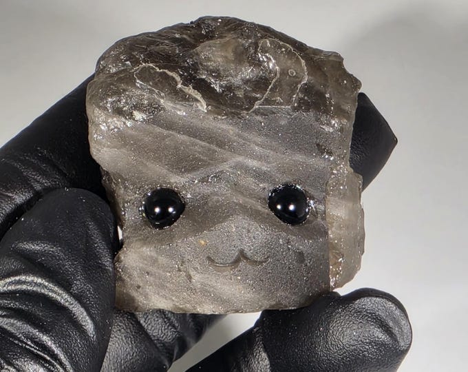 Smoky Quartz Pet Rock Carving