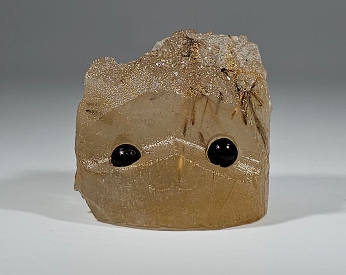 Golden Rutile Pet Rock Carving