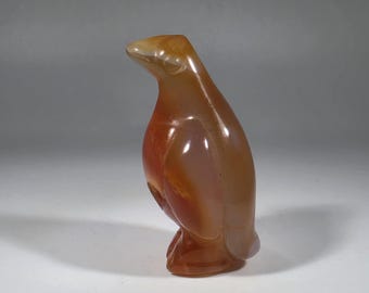 Druzy Carnelian Penguin Carving