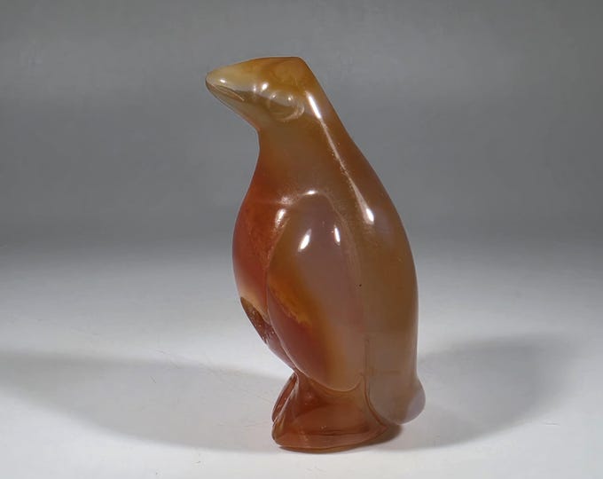 Druzy Carnelian Penguin Carving