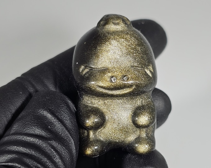 Mini Golden Obsidian Dinosaur Carving