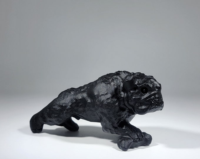 Obsidian Bulldog Carving