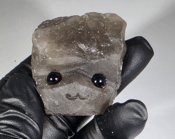 Smoky Quartz Pet Rock Carving