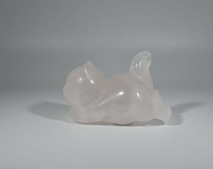 Rose Quartz Cat Carving