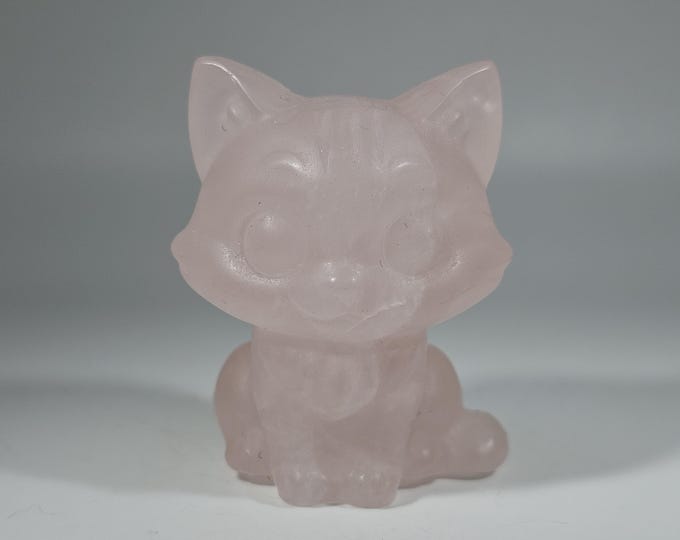 Rose Quartz Cat Carving