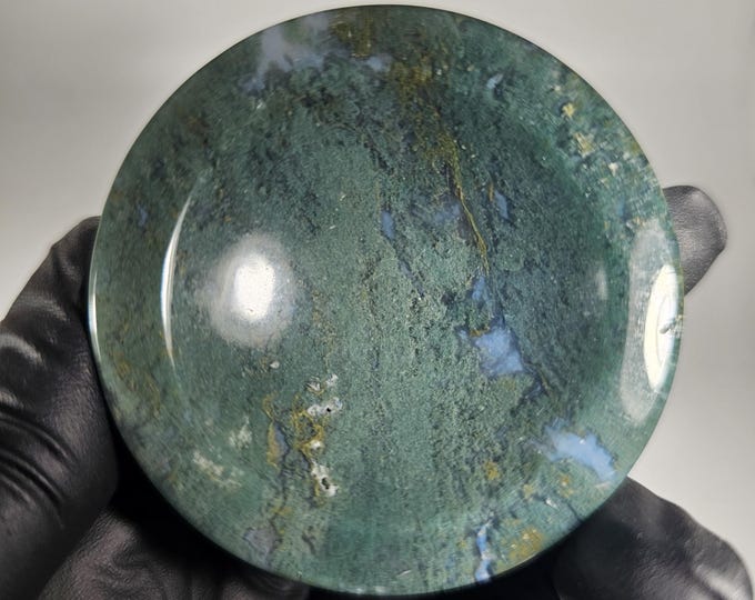 Moss Agate Bowl Sphere Holder