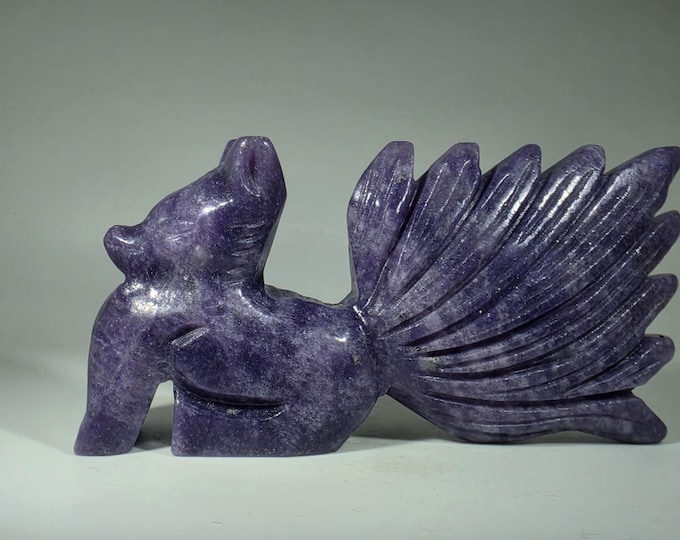 Lepidolite 9 Tail Fox Carving