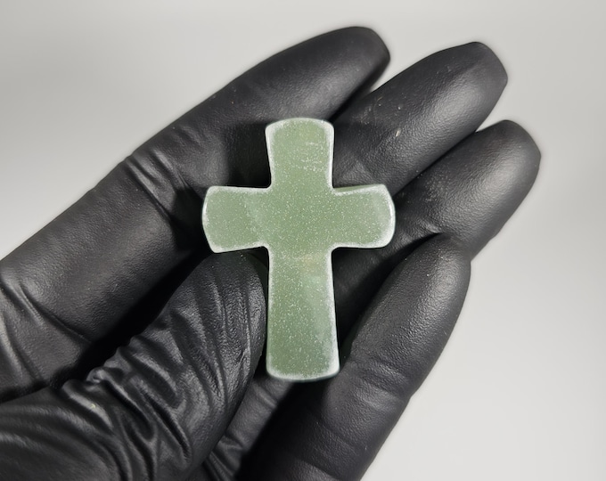 Green Aventurine Cross Carving