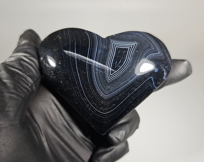 Black Agate Heart Palm Stone *Imperfect