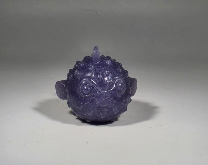 Lepidolite Puffer Fish Carving 1"