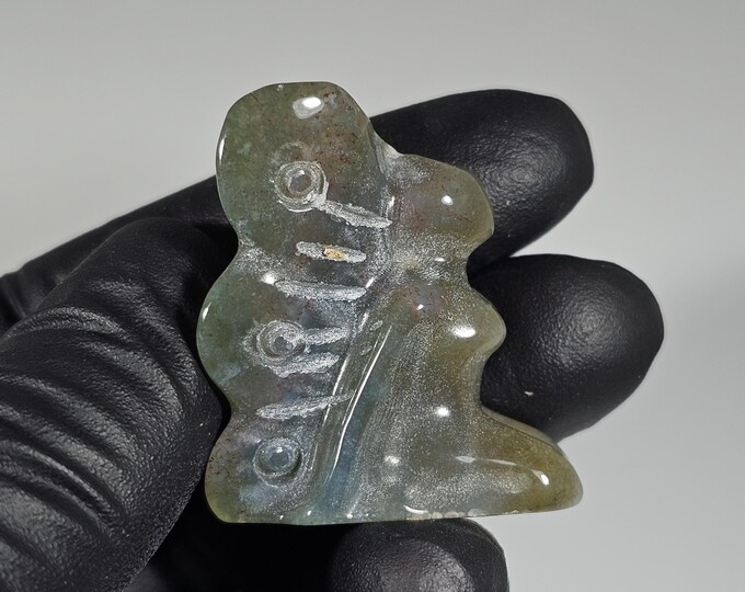 Mini Moss Agate Fairy Carving