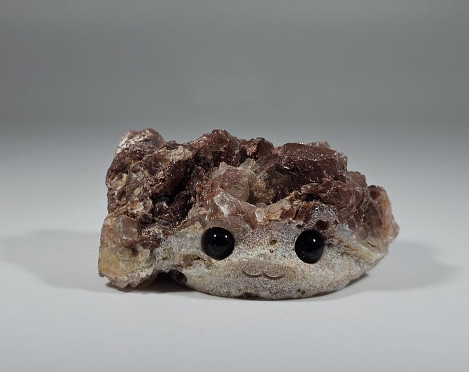 Druzy Red Quartz Pet Rock Carving