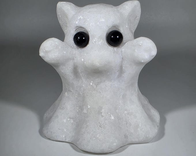 White Jade Ghost Cat Carving