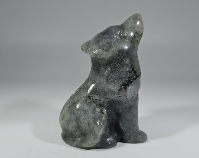 Labradorite Wolf Carving