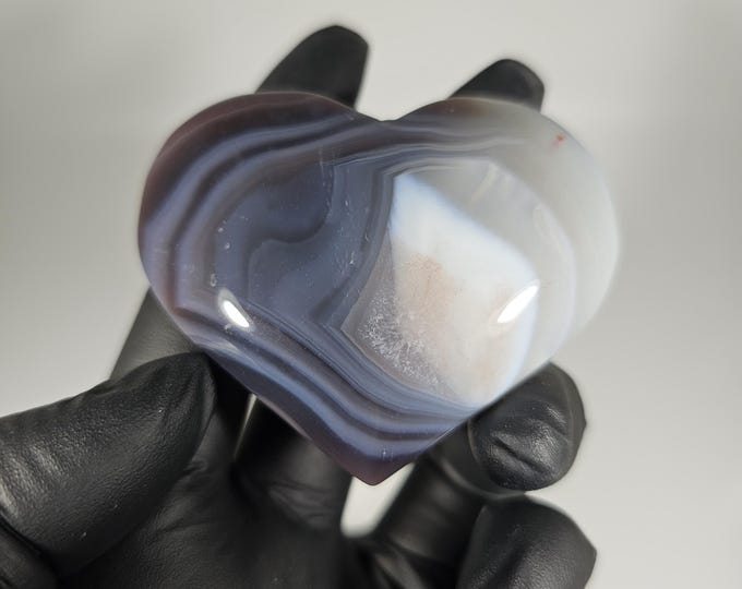 Banded Purple Agate Heart Palm Stone
