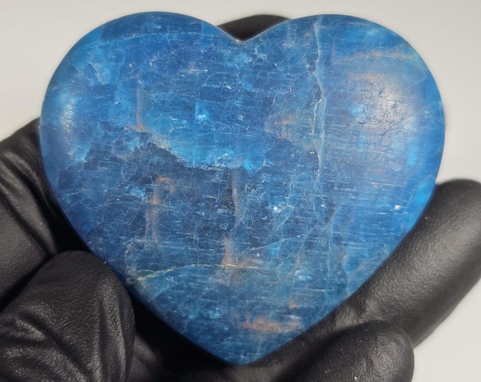 Blue Apatite Heart Carving