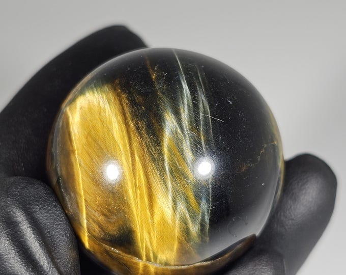 32mm Blue and Yellow Tigerseye Sphere *Imperfect