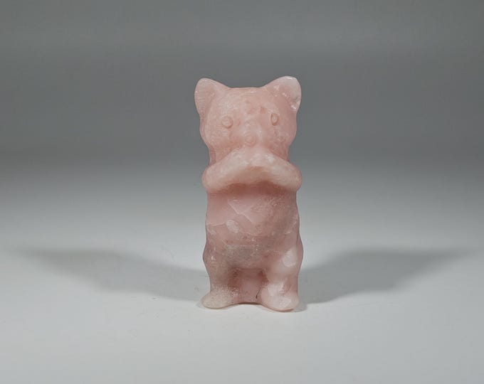 Pink Opal Cat Carving 1.5"