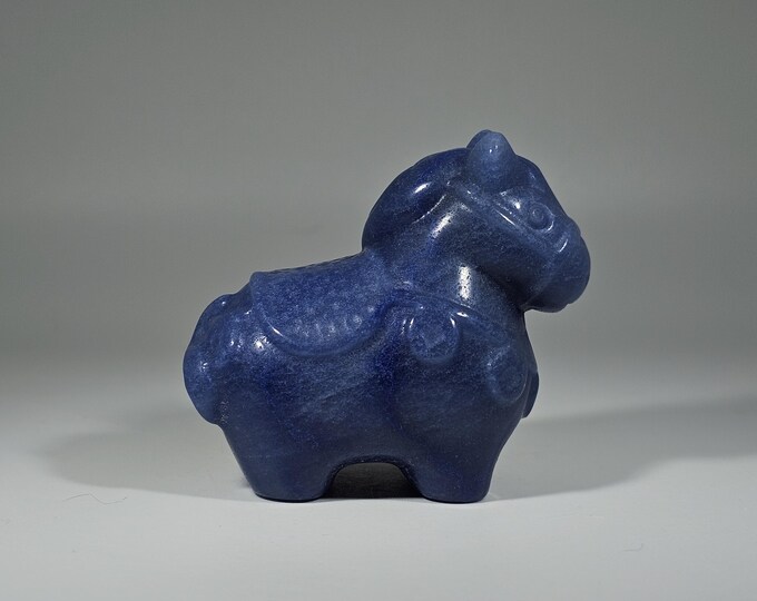 Blue Aventurine Horse Carving