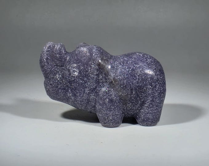 Lepidolite Rhinoceros Carving