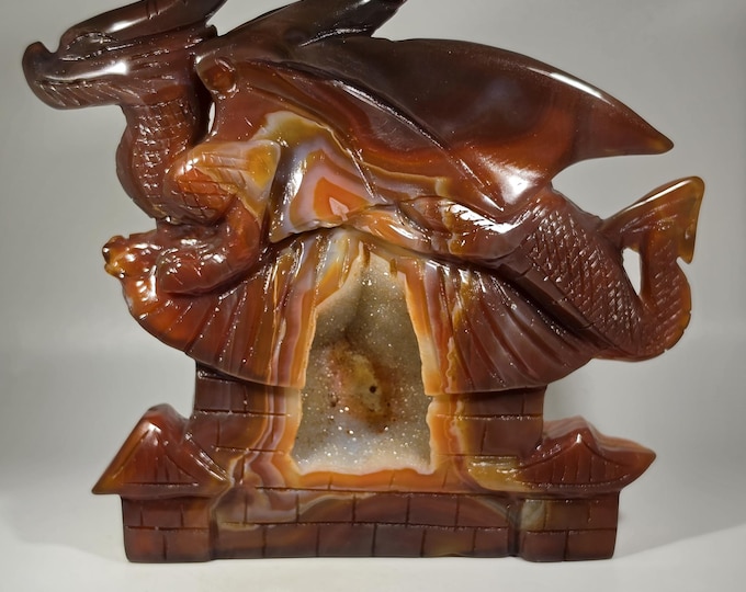 Druzy Carnelian Dragon Carving