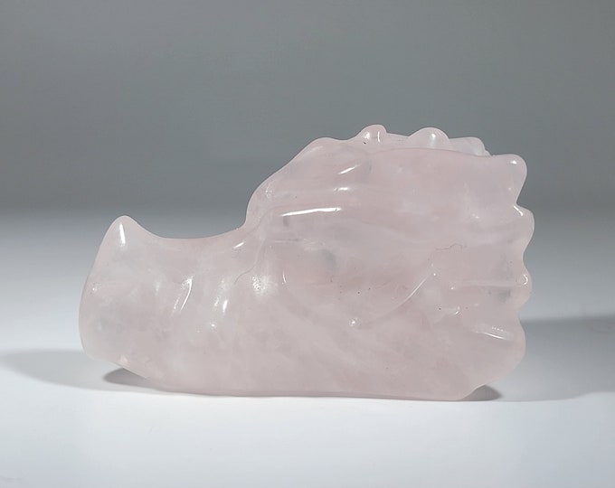 Rose Quartz Dragon Head Carving