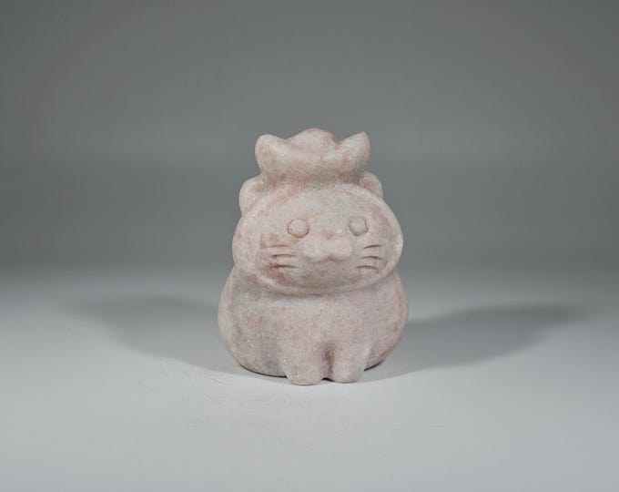Pink Opal Cat Carving