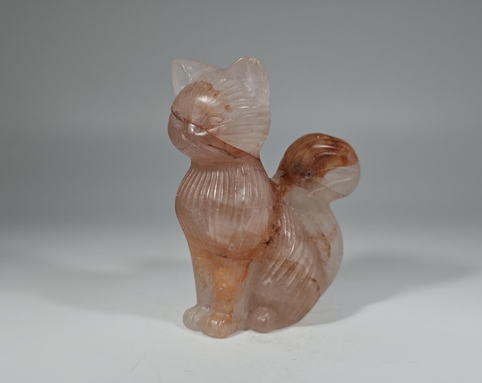 Fire Quartz Cat Carving