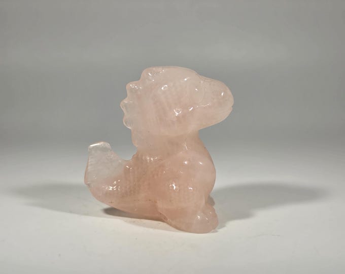 Rose Quartz Dinosaur Carving 1.6"