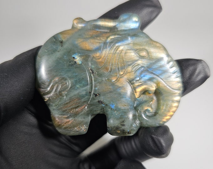 Labradorite Elephant Carving