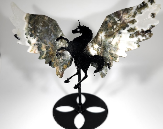 Moss Agate Pegasus Wings