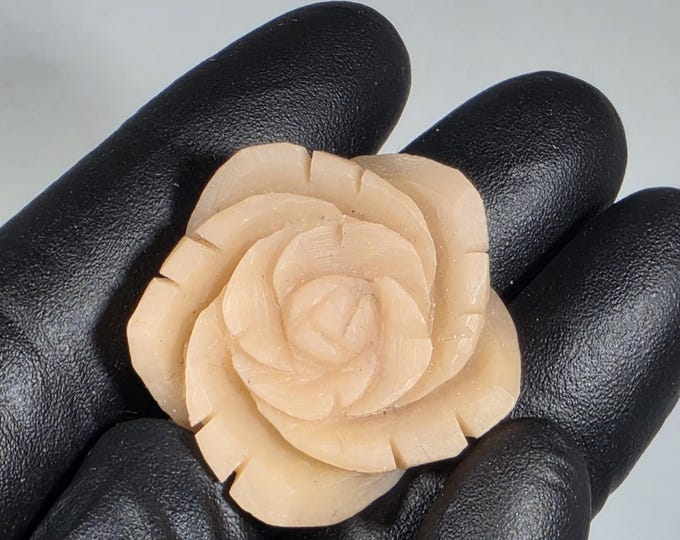 Mini Pink Opal Rose Carving Flower 1"