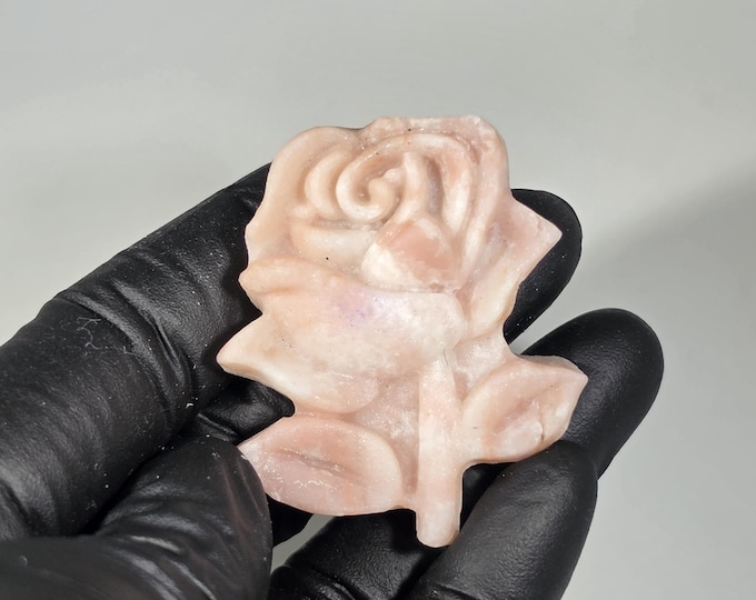Pink Opal Rose Carving
