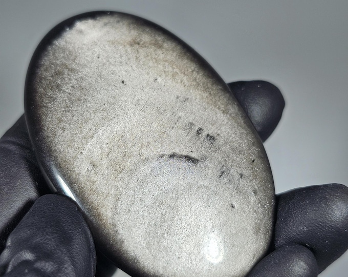 Silver Obsidian Palm Stone