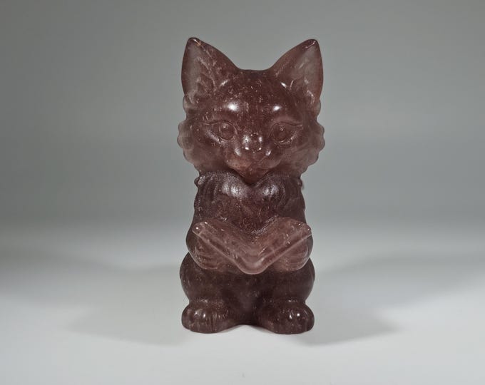 Strawberry Quartz Fox Carving
