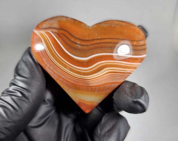 Banded Carnelian Heart Palm Stone