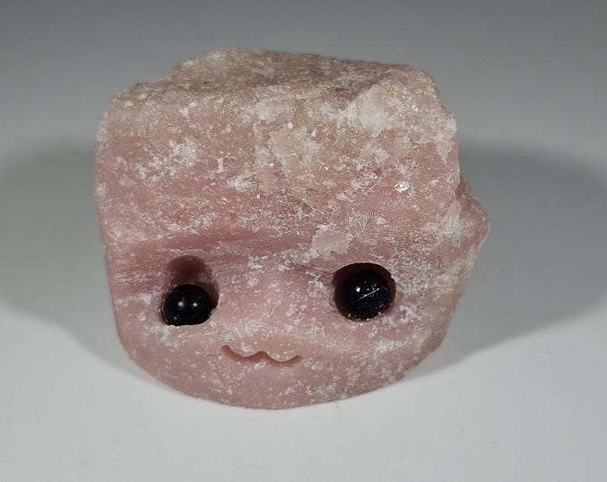 Pink Opal Pet Rock Carving