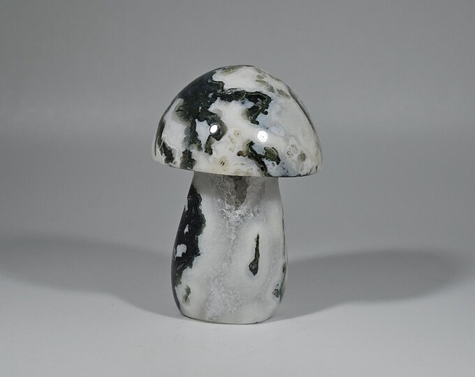 2.1" Moss Agate Mushroom Carving