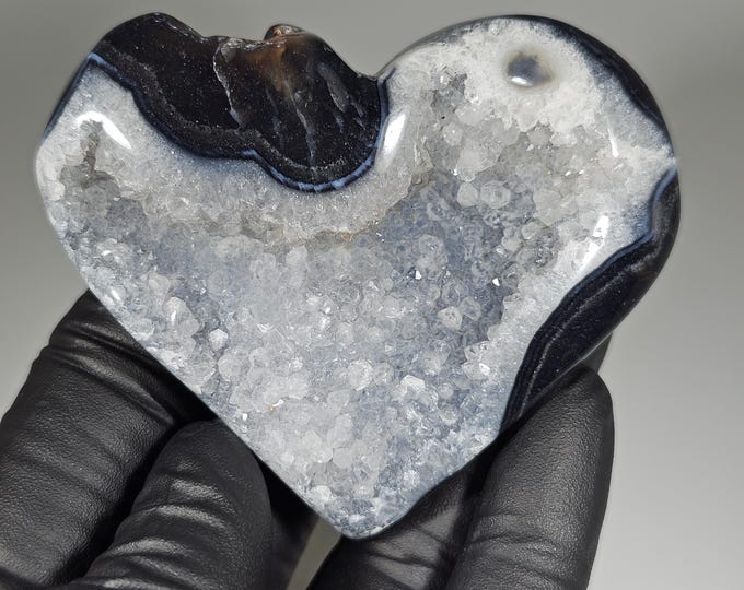 Druzy Black Agate Heart