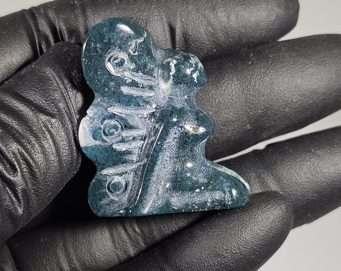 Mini Moss Agate Fairy Carving