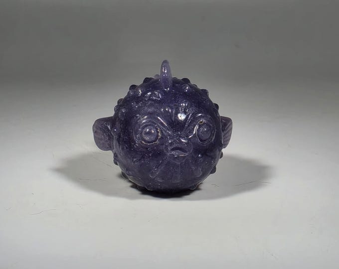 Lepidolite Puffer Fish Carving 1"