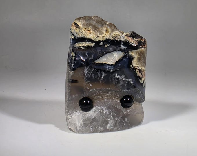 Volcano Agate Pet Rock Carving