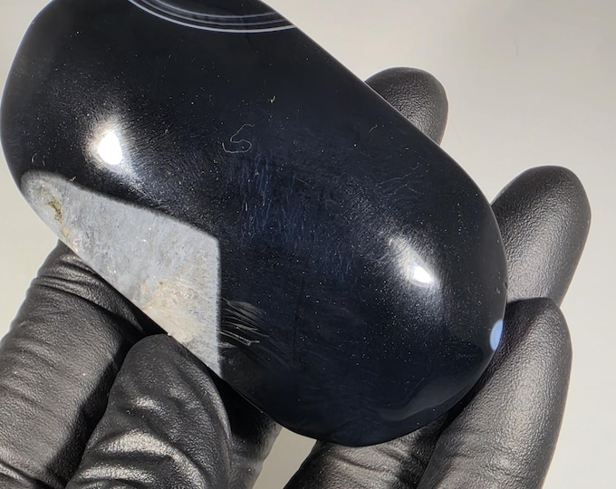 Black Agate Palm Stone *Imperfect