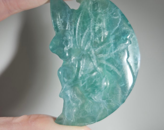 2.2" Fluorite Fairy on Moon Carving *Imperfect