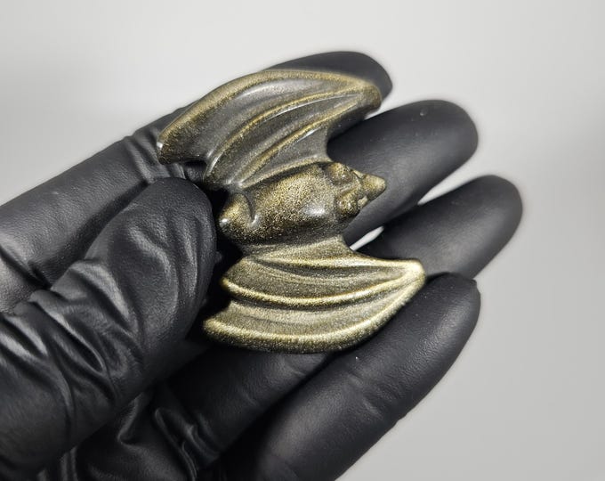 Golden Obsidian Bat Carving
